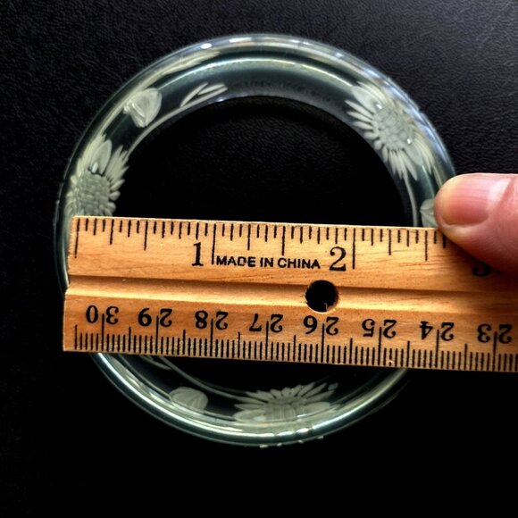 Vintage Clear Lucite Bangle Bracelet Aquamarine Tint Reverse Carved Acrylic - Picture 6 of 9